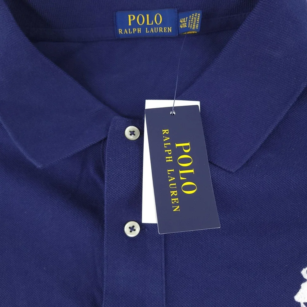 Polo Ralph Lauren Polo Shirt Mens 4XLT Blue Big Pony #3 Logo Top Casual Cotton